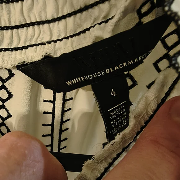 White House Black Market Geometric Embroidered Blouse - Picture 2 of 3